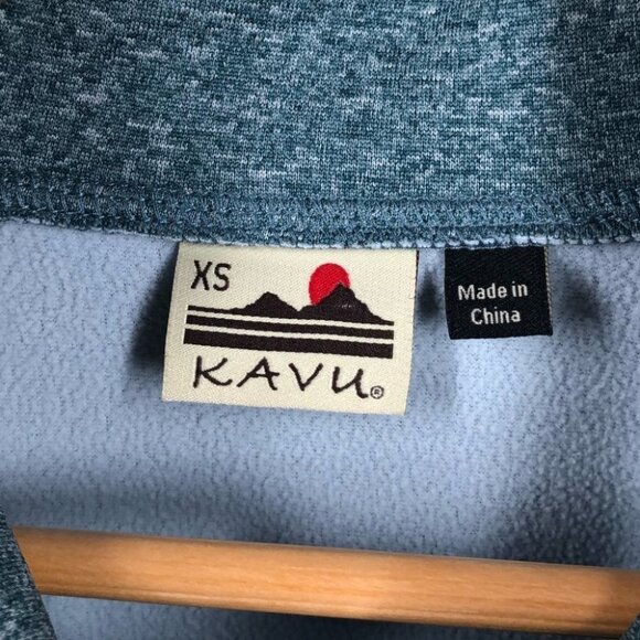 Kavu Marled Teal Button Up Funnel Neck Pullover Size XS - Picture 5 of 7